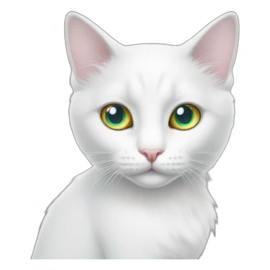 White cat heterochromia eyes with mermaid tail  sticker