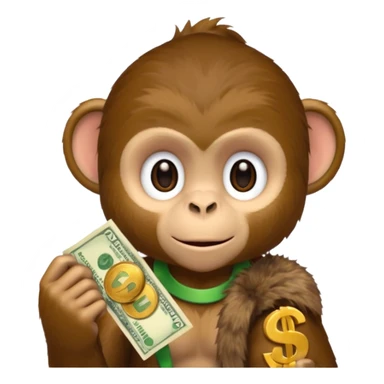 monkey holding money on sholdure sticker