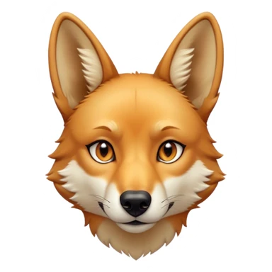 Cinematic Noble Dingo Portrait Emoji, Poised and regal, with a lean, agile build and a short, sandy-tawny fur that speaks of the wild outback, deep-set soulful amber eyes and alert ears, Simplified yet sharp and sophisticated features, highly detailed, glowing with a soft, dignified glow, high shine, intelligent and resourceful, stylized with an air of untamed elegance, focused and attentive, soft glowing outline, capturing the essence of a watchful and confident wild canine, so majestic it feels as though it could trot out of the screen with effortless authority! sticker