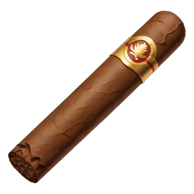 Emoji-style cigar icon, dark brown wrapper, subtle smoke, minimalistic, clean silhouette sticker