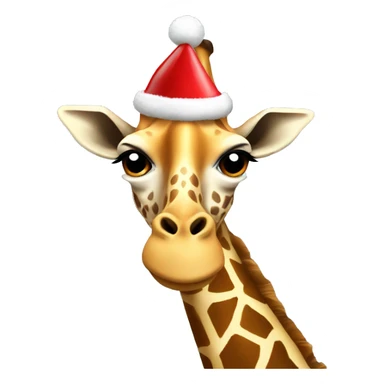 Giraffe wearing a Christmas hat  sticker