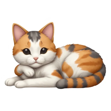 grey and white small cat with eyes closed lying down upside down with its head resting on its paw sticker