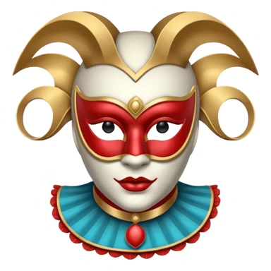 circus masked performer portrait, head and shoulders only, elegant carnival mask, dramatic costume collar, mysterious expression, 3D cartoon, mobile game icon style, clean background, no text, no watermark sticker