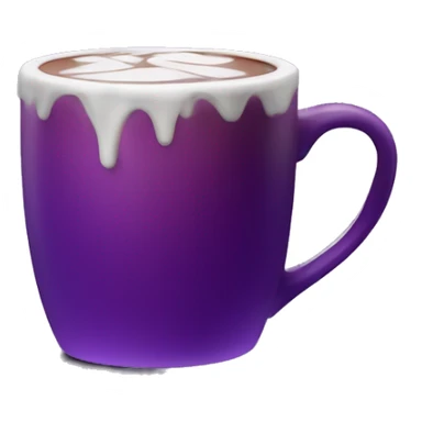 Realistic isolated gradient dark purple hot chocolate mug. sticker