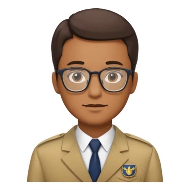 male Librarian in foreign countries with glasses and uniform sticker