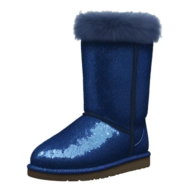 Realistic navy blue Sparkle glitter and fur Ugg boots. sticker