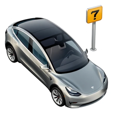 A Tesla Model Y parallel parking in front of a store, from above sticker