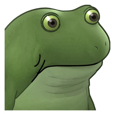 A detailed, green Bufo frog meme-style flower sticker