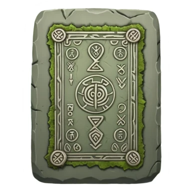 Stone Tablet – Carved gray slab with ancient runes in jungle sticker