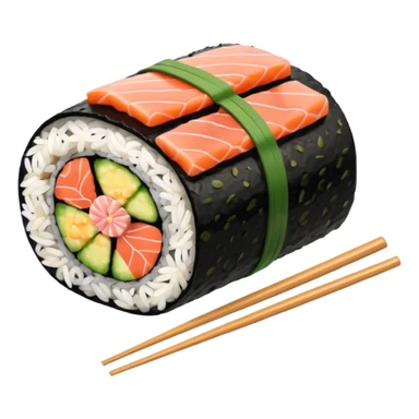 Sushi roll with chopsticks sticker