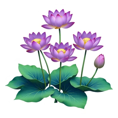 bunch Purple Lotus,stem, Lotus leaf sticker