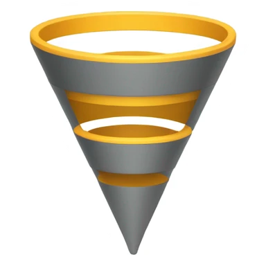Create a sales funnel image with stacked layers in an emoji style, using simple, rounded shapes, without color or text. Include a Euro symbol (€) on each layer. The funnel should taper from top to bottom, each section showing a basic emoji-like design. sticker