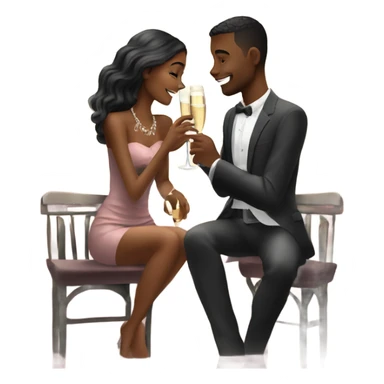 Romantic date for beautiful fashionable couple drinking champagne  sticker