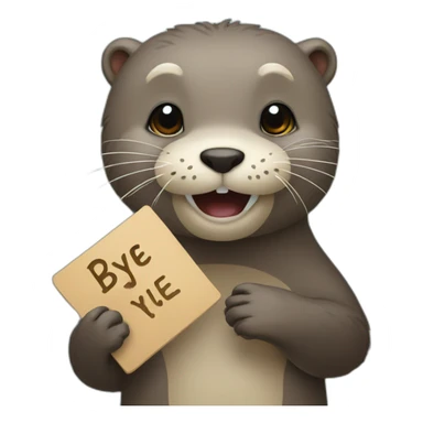 otter holding a sign bye sticker