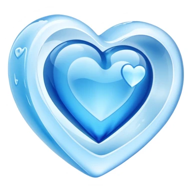 blue heart made of ice, inside an ice cube sticker