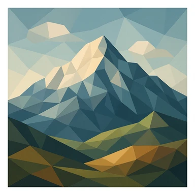 illustration of a mountain landscape made of geometric shapes in polygonal style sticker