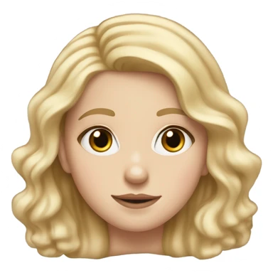 White girl with small nose and blonde pretty wavy hair wearing ping and blush on her checks  sticker