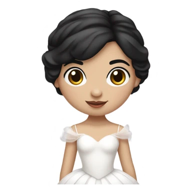 ballerina girl, fair skin girl, black HAIR, white swan lake ballet dress sticker