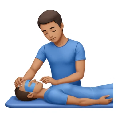 fisioterapia hombre de azul haciendo una terapia manual sticker