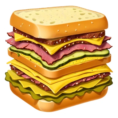 Pastrami sandwich with mustard and pickles  sticker