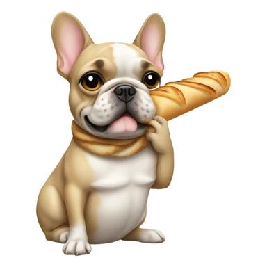 French bulldog with a baguette  sticker