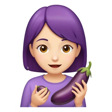 girl eating a eggplant sticker