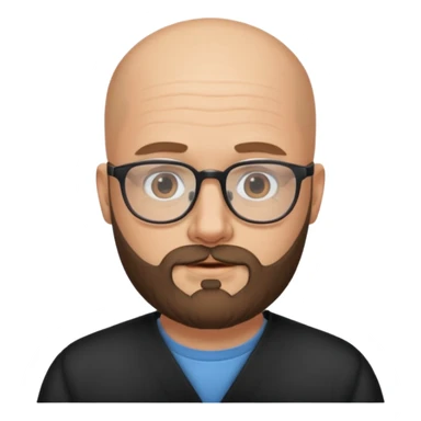 Quiero un emoji de un hombre pelado, con lentes y barba sticker