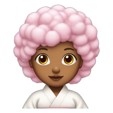 Cute brownskinned girl in a white kimono with cotton Candy colored hair sticker