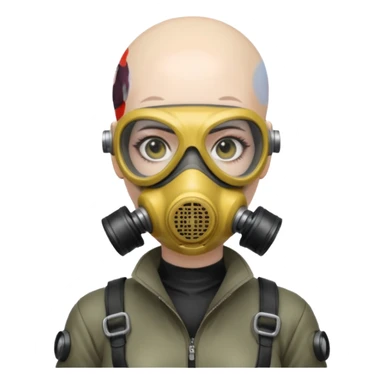 cyberpunk gasmask girl programmer bald sticker