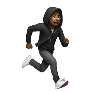 Black hooded man running with dreadlocks and Jordan shoes on sticker