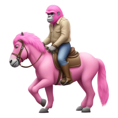 Pink gorilla on a horseback  sticker