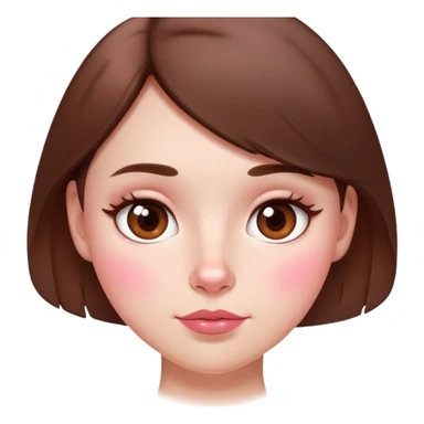 ai emoji a white girl with short brown hair big pink cheeks almond but also doe brown and moles all over the face sticker