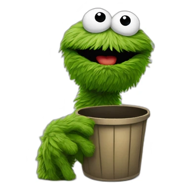 Oscar the grouch with one tall finger on his hand sticker