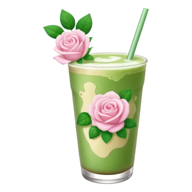 iced matcha latte white rose  sticker