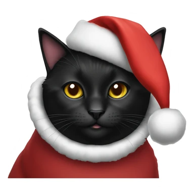 Black cat with Santa hat sticker