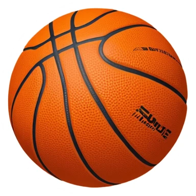 Cinematic Realistic image of a basketball rendered in vivid orange with a pebbled surface texture and crisp stitching details, set against a high-contrast backdrop that highlights its dynamic, sporty essence sticker