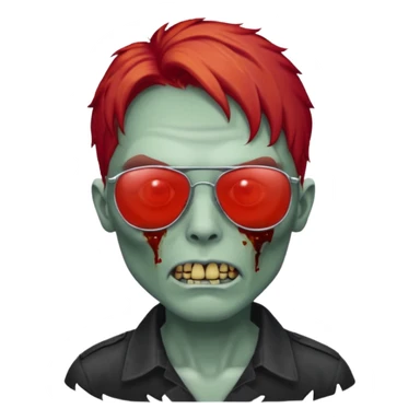 Zombie ponda with red hair and sun glasses face sticker