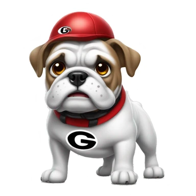 white UGA Georgia bulldog with a football and a red collar  sticker