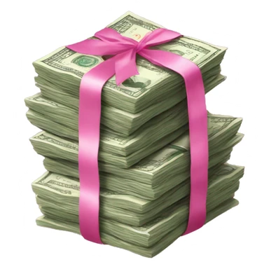 Money stacks with pink ribbon  sticker