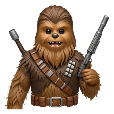 Chewbacca, the wookiee from Star Wars with brown fur and bandolier sticker