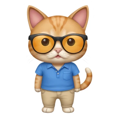 Cat with sunglasses with blue shirt pants and shocked sticker