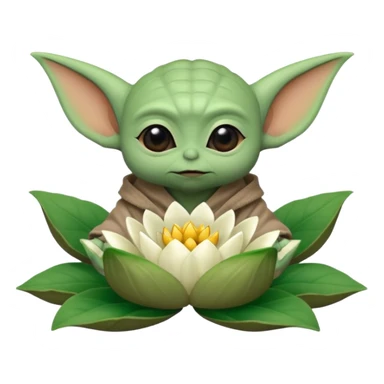 Baby Yoda sentado dentro de una flor de loto sticker
