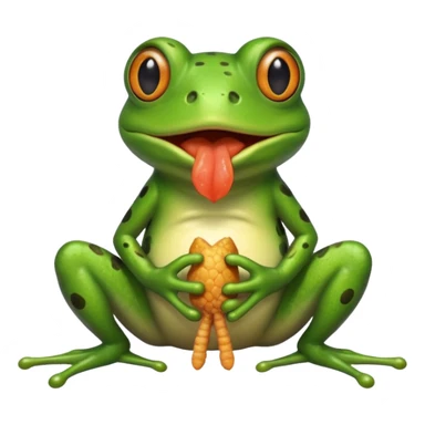 A frog eating chicken feet sticker