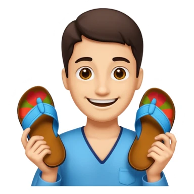 Smile, holding a chappal, emoji sticker