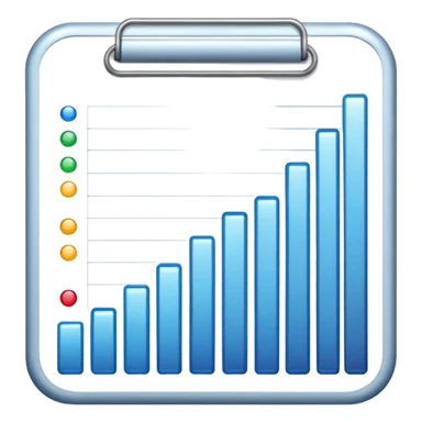 ios style emoji for report sheet consisting graph/ charts with sparkle around the report  sticker