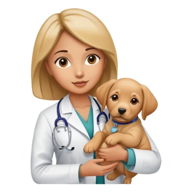 women doctor holding labrador puppy sticker