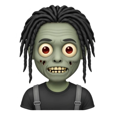 memoji iphone zombie with black dreads black tee and braces sticker