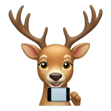 Happy deer with smartphone sticker