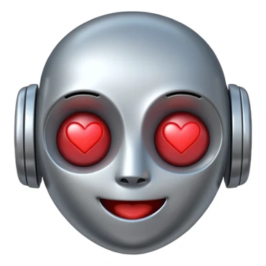 a happy robot face with heart eyes sticker