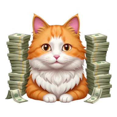 Cute cat surrounded by money sticker